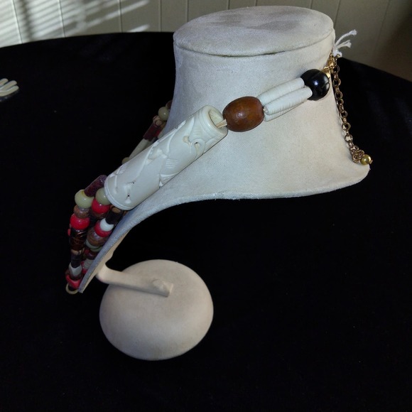 Iris Apfel & Bajalia Wood, Bone and Resin Multicolored Beaded Statement Necklace - Picture 7 of 12